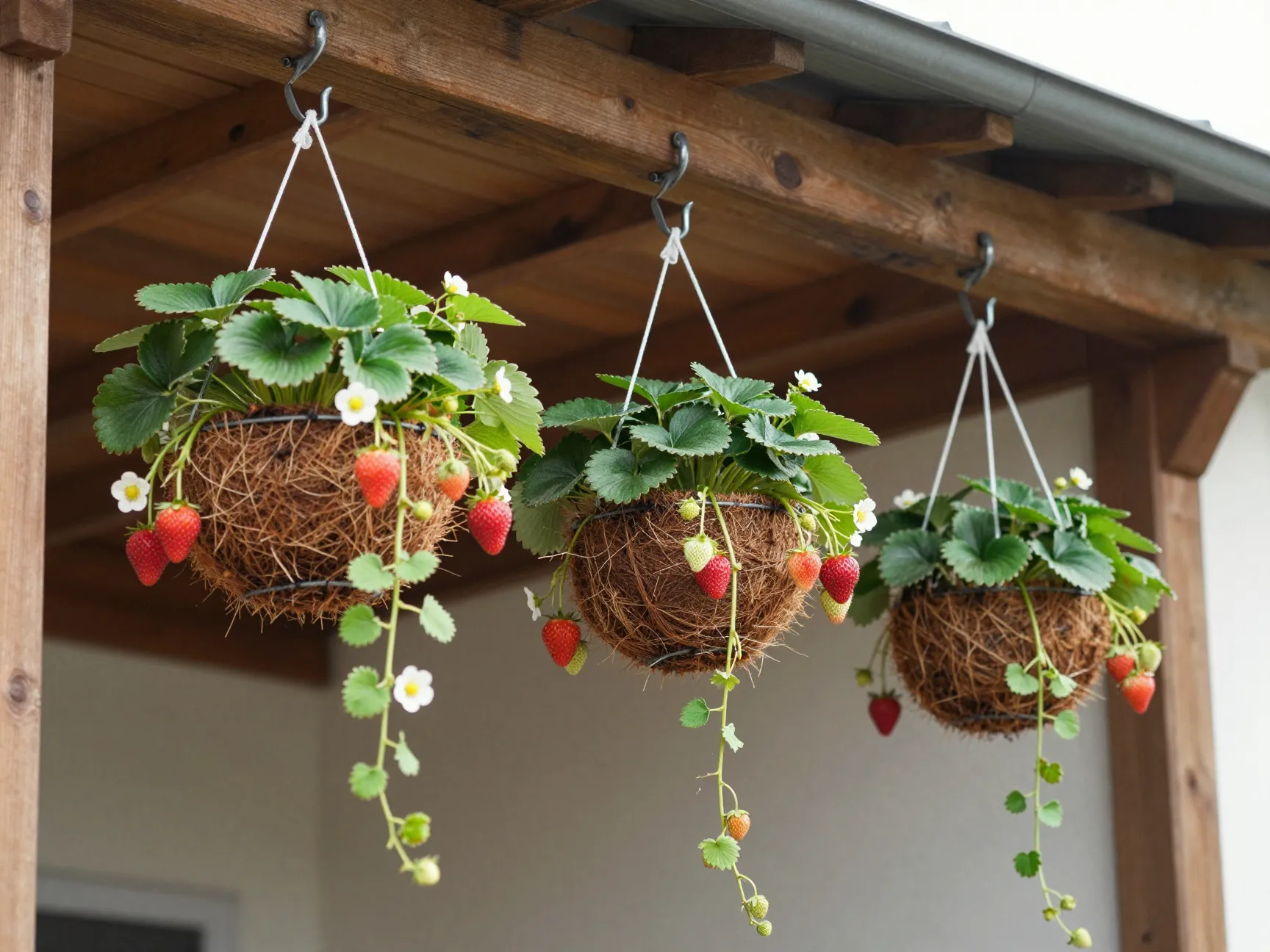 Hang ceiling baskets to exploit overhead space