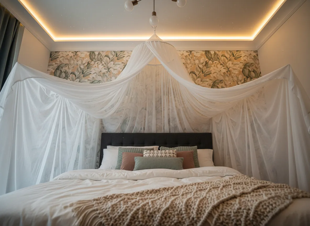Use an accent wall or creative ceiling as a statement feature