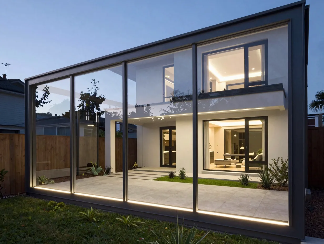 Metal and glass boundary walls