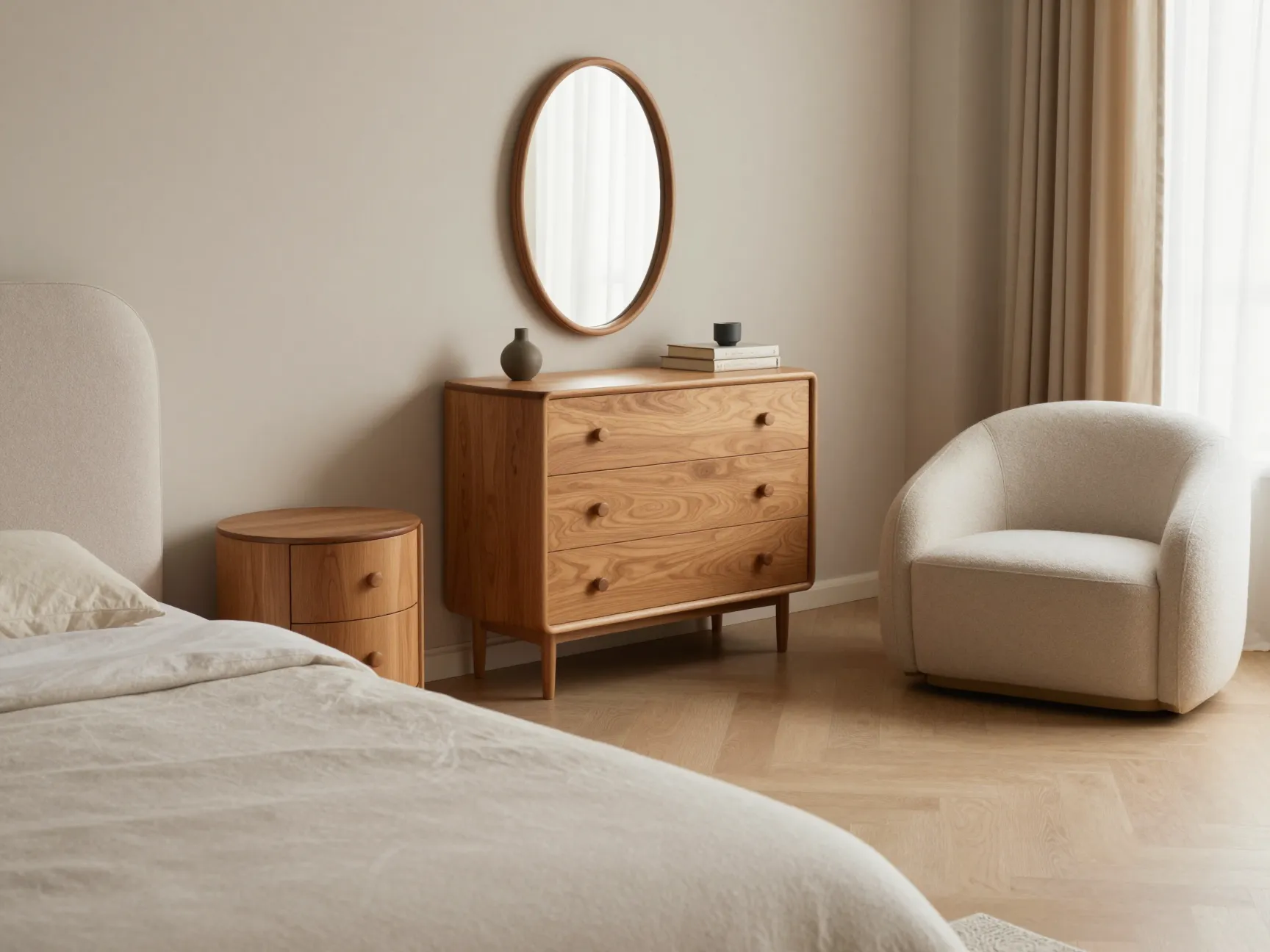 Choose curved furniture silhouettes