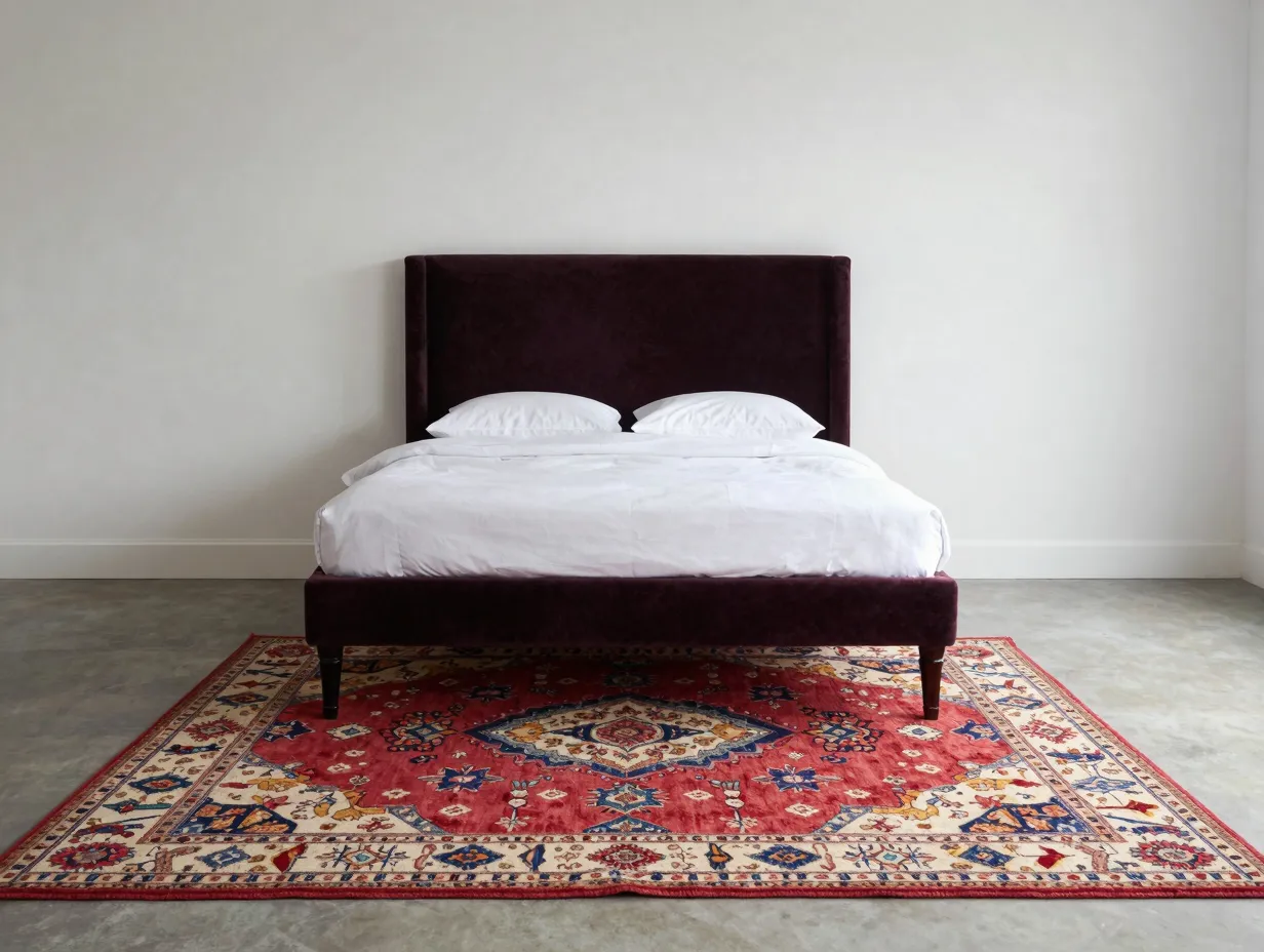 Add a statement rug or bold headboard