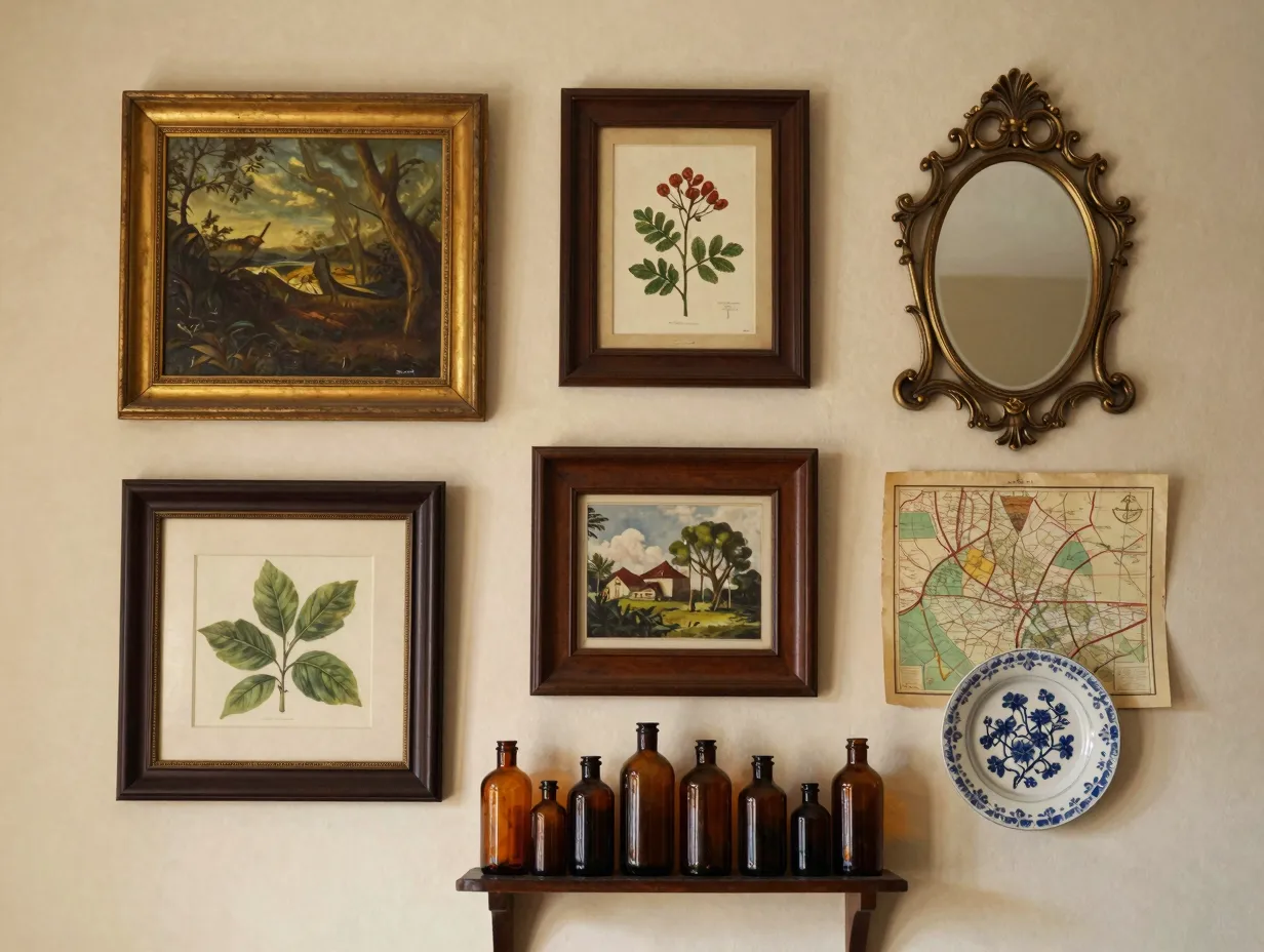 Vintage art curiosities and collected walls