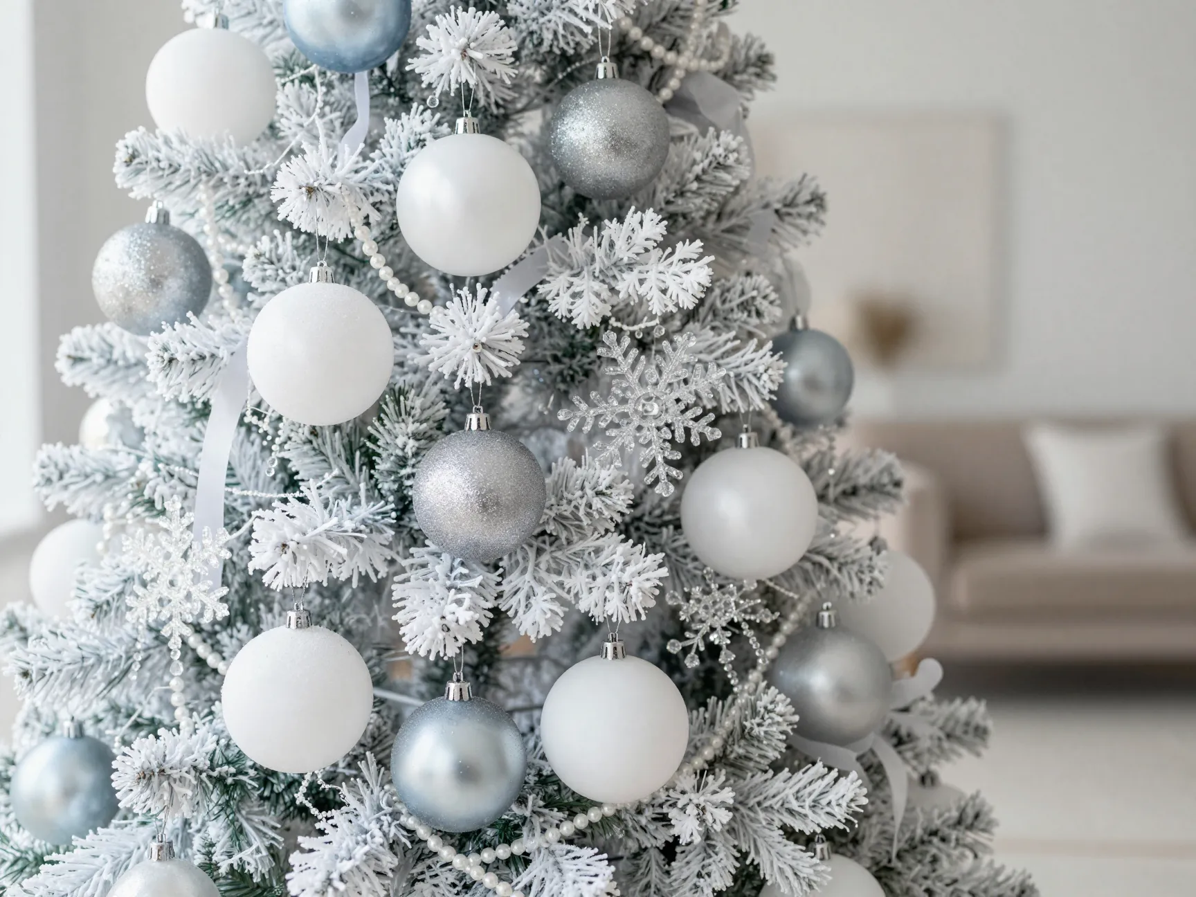 Go all in on an icy white silver and pale blue palette