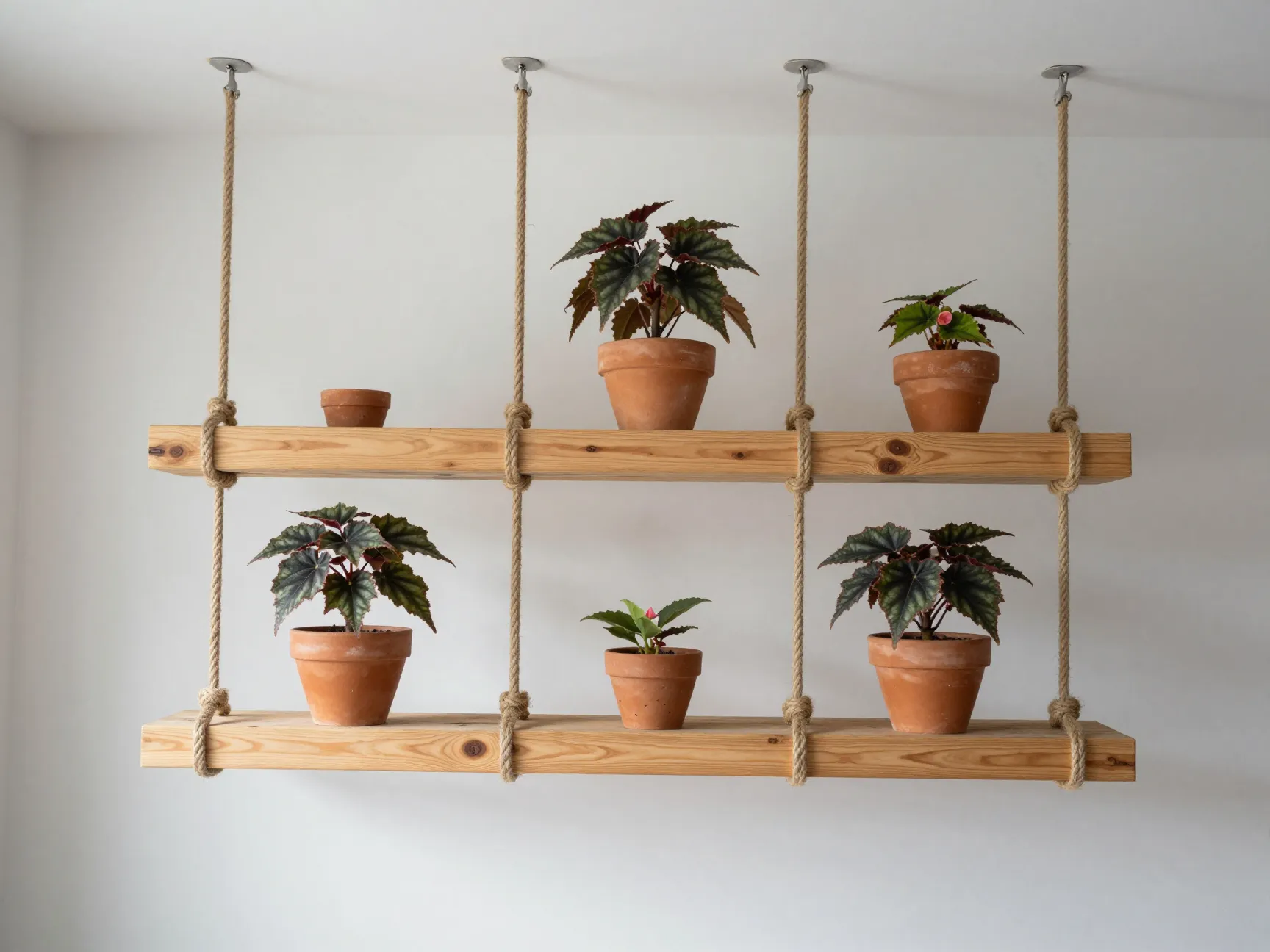 Vertical scrap wood and rope planter