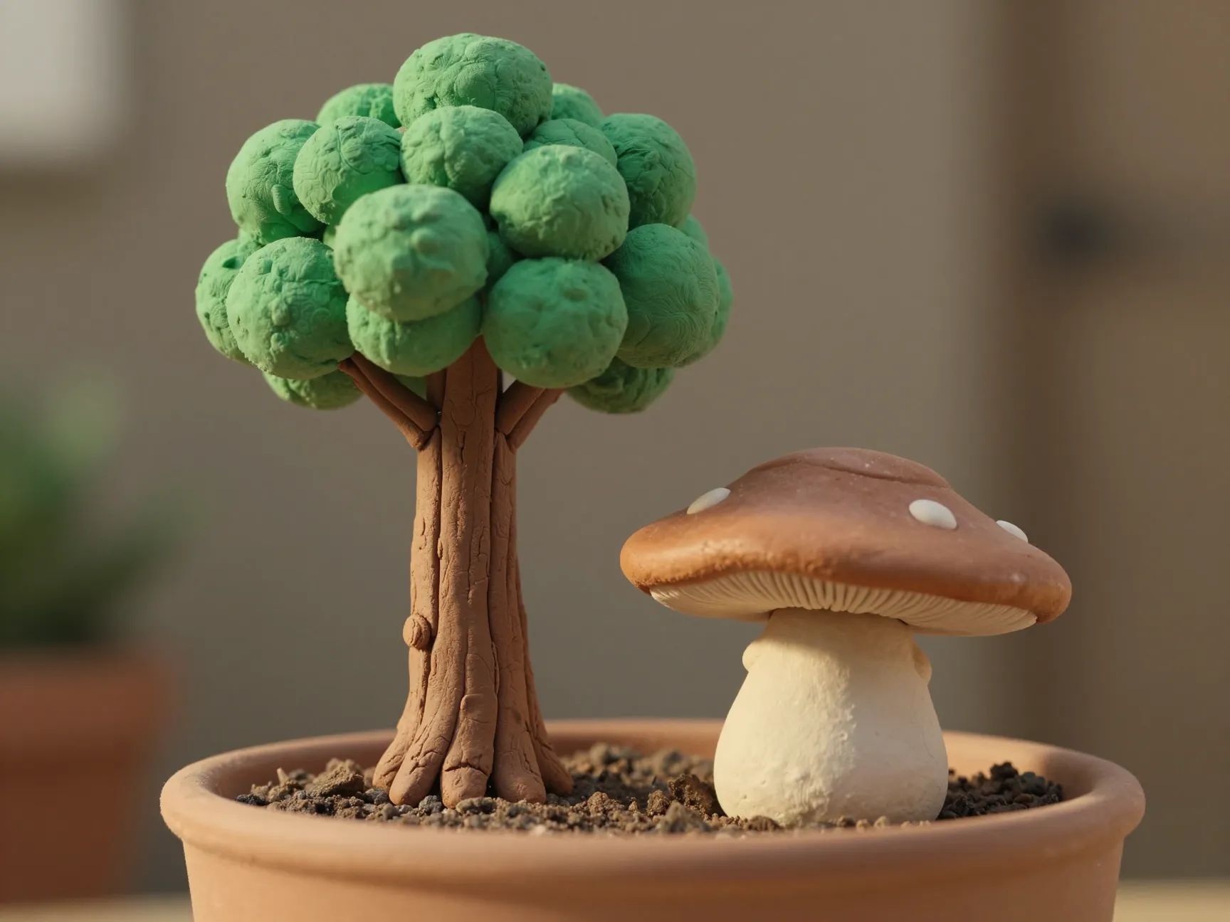 Miniature trees and toadstools