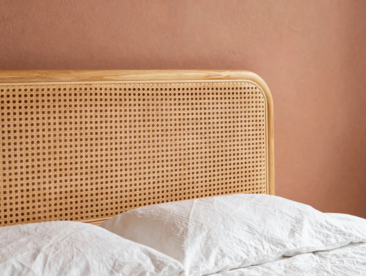 5 invest in a rattan or carved wood headboard