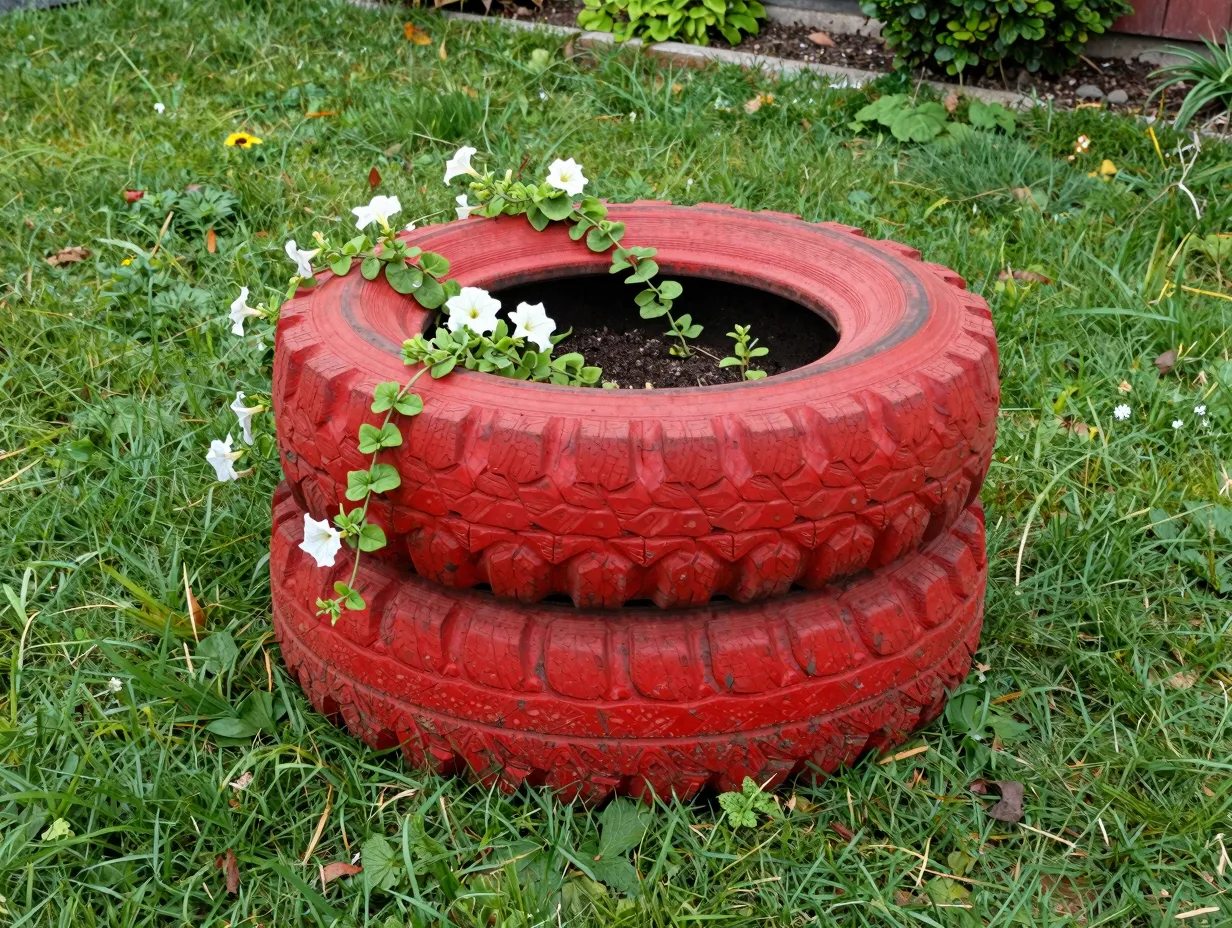 Upcycled tire planters