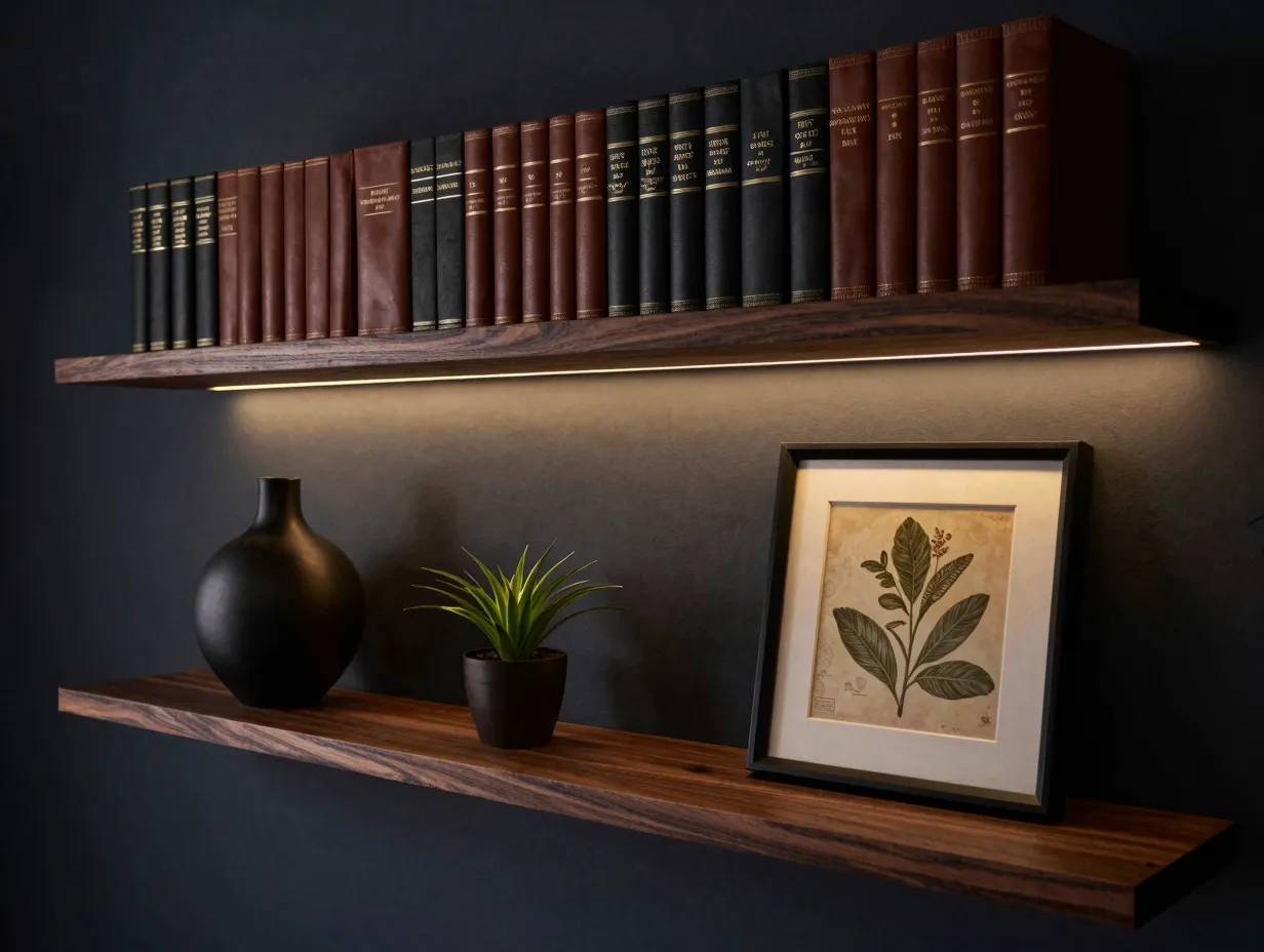 Use richly stained dark woods for depth and atmosphere
