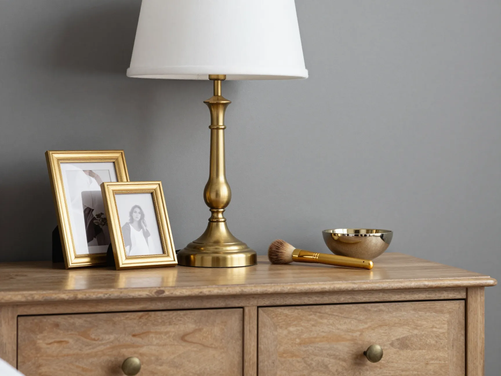 Use metallic accents brass gold or chrome for glamour