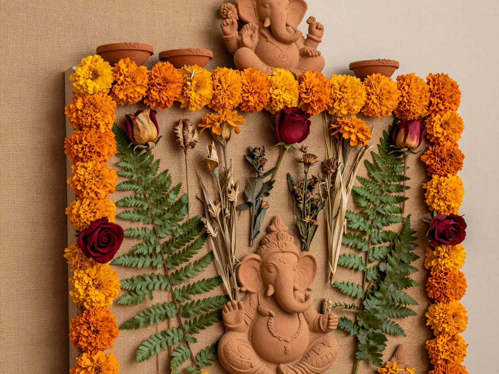 Eco friendly dried and pressed flower mandap