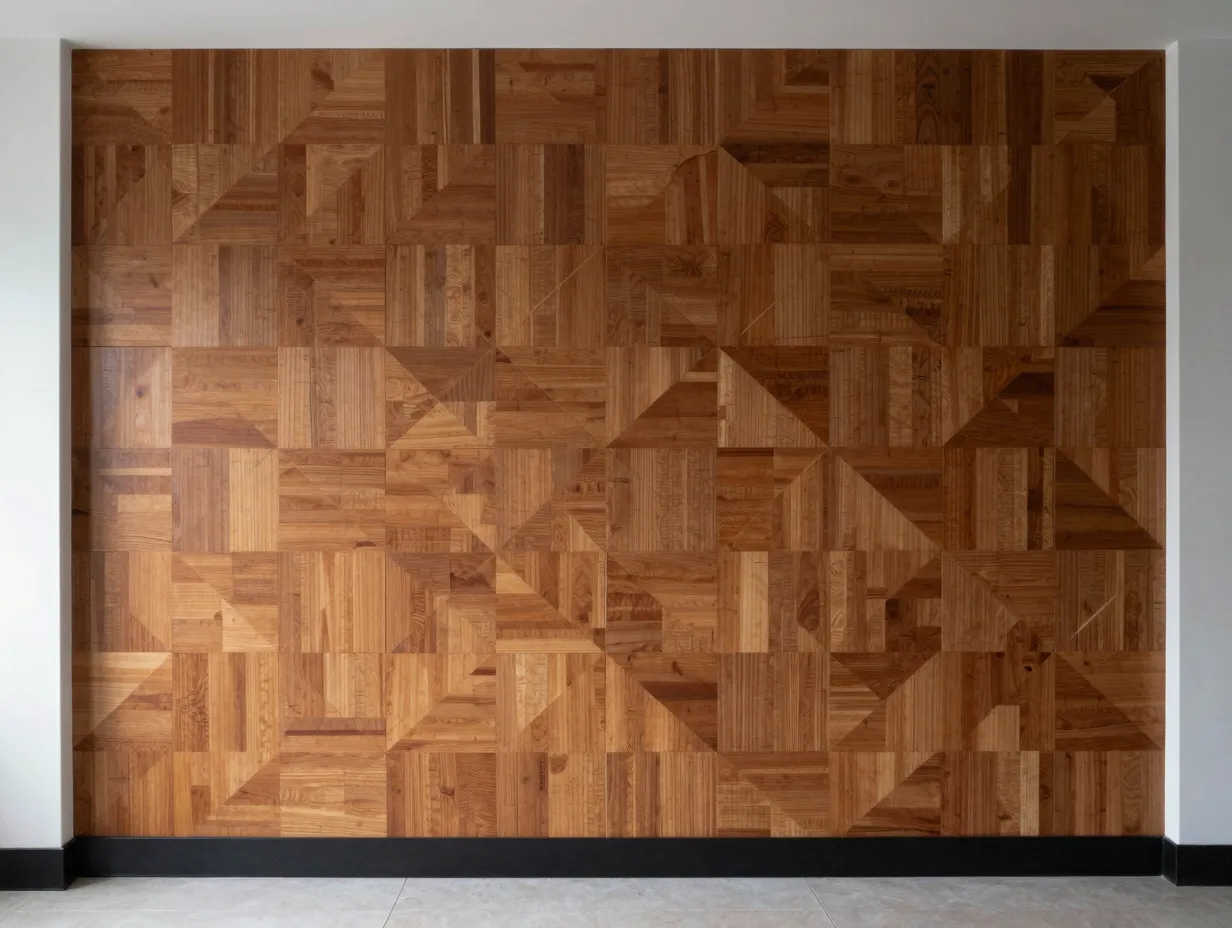 3 geometric and mosaic wood panels
