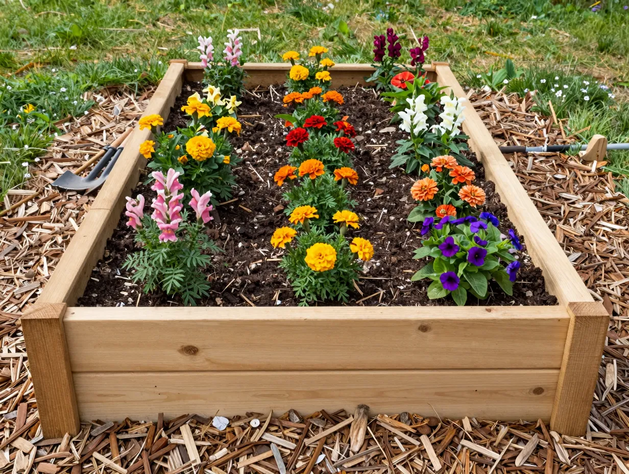 Raised bed flower gardens less weeding more blooming