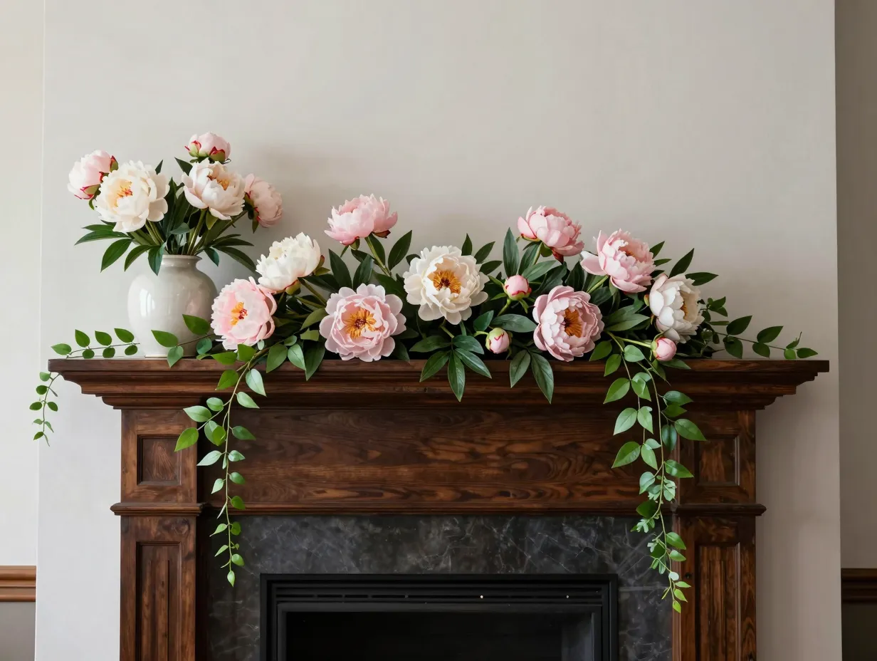 Use faux florals as year round focal points in entryways and mantels