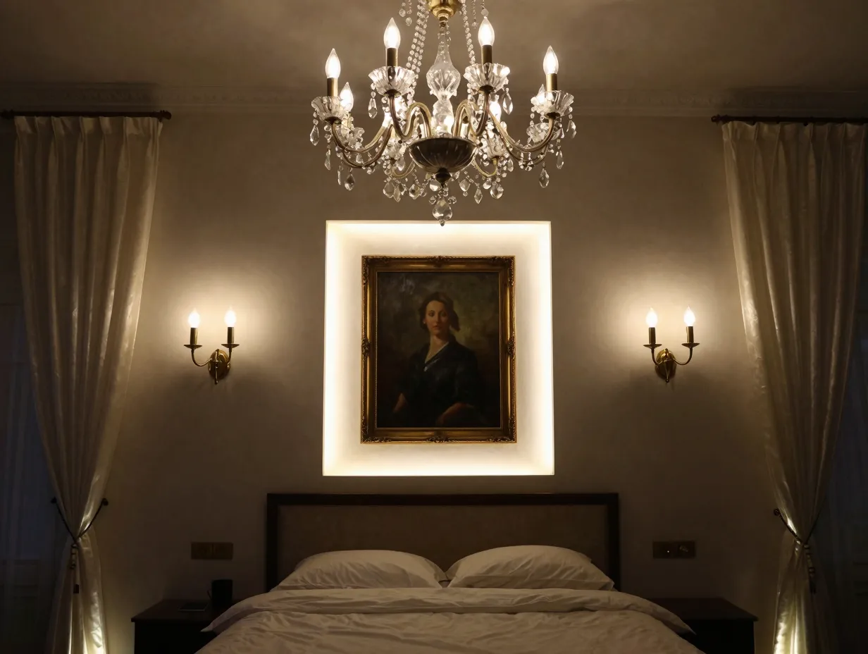 Layer your lighting with chandeliers sconces and accent sources
