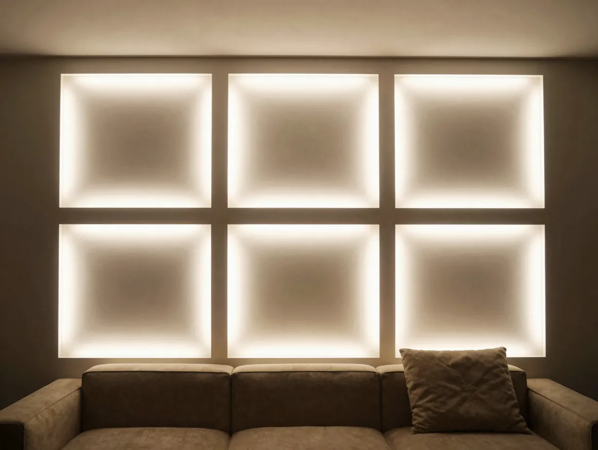 Geometric backlit led wall panels as accent features