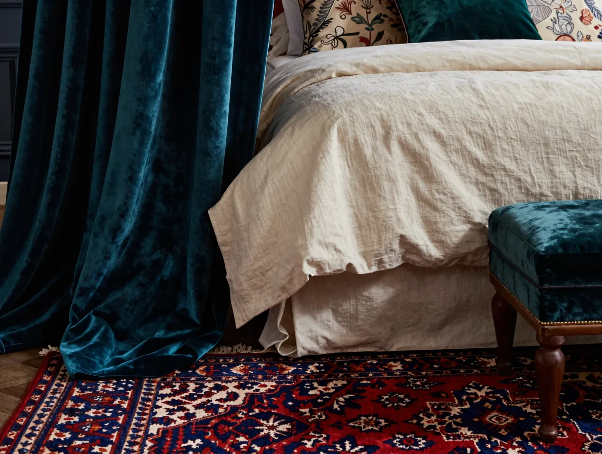 Invest in sumptuous textiles and layered fabrics