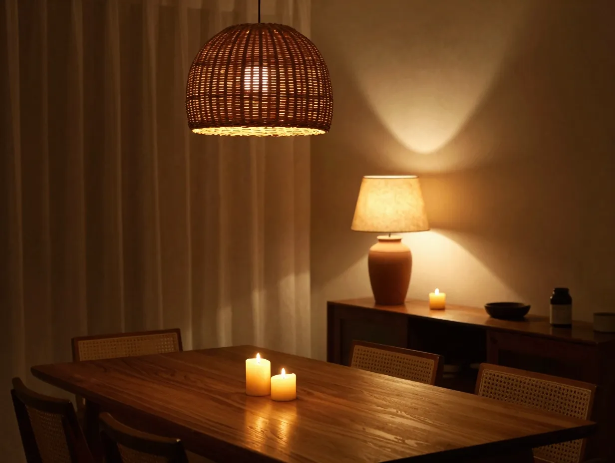 Soften lighting with warm low wattage sources