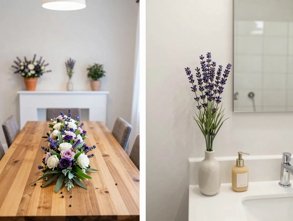 Style artificial flowers by room for maximum impact