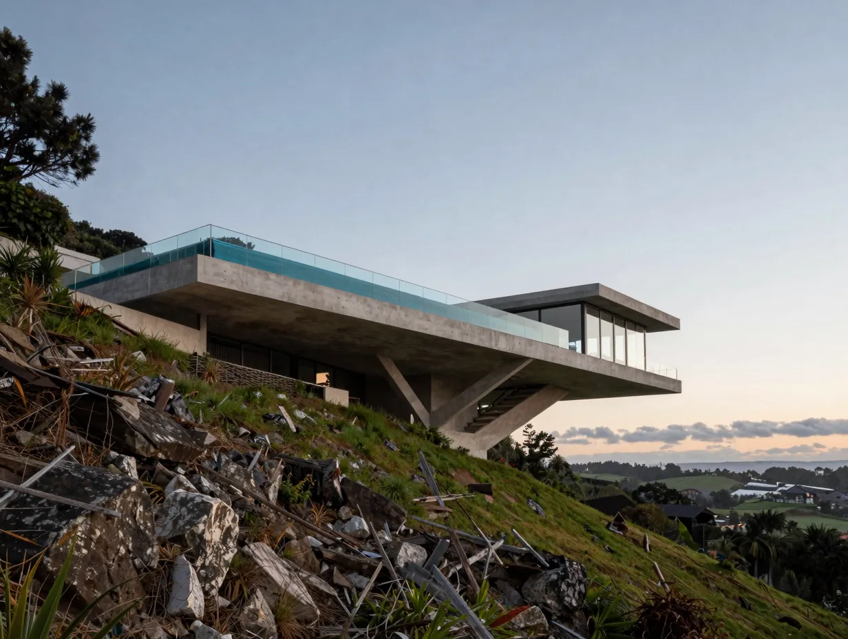 The cantilevered hillside retreat