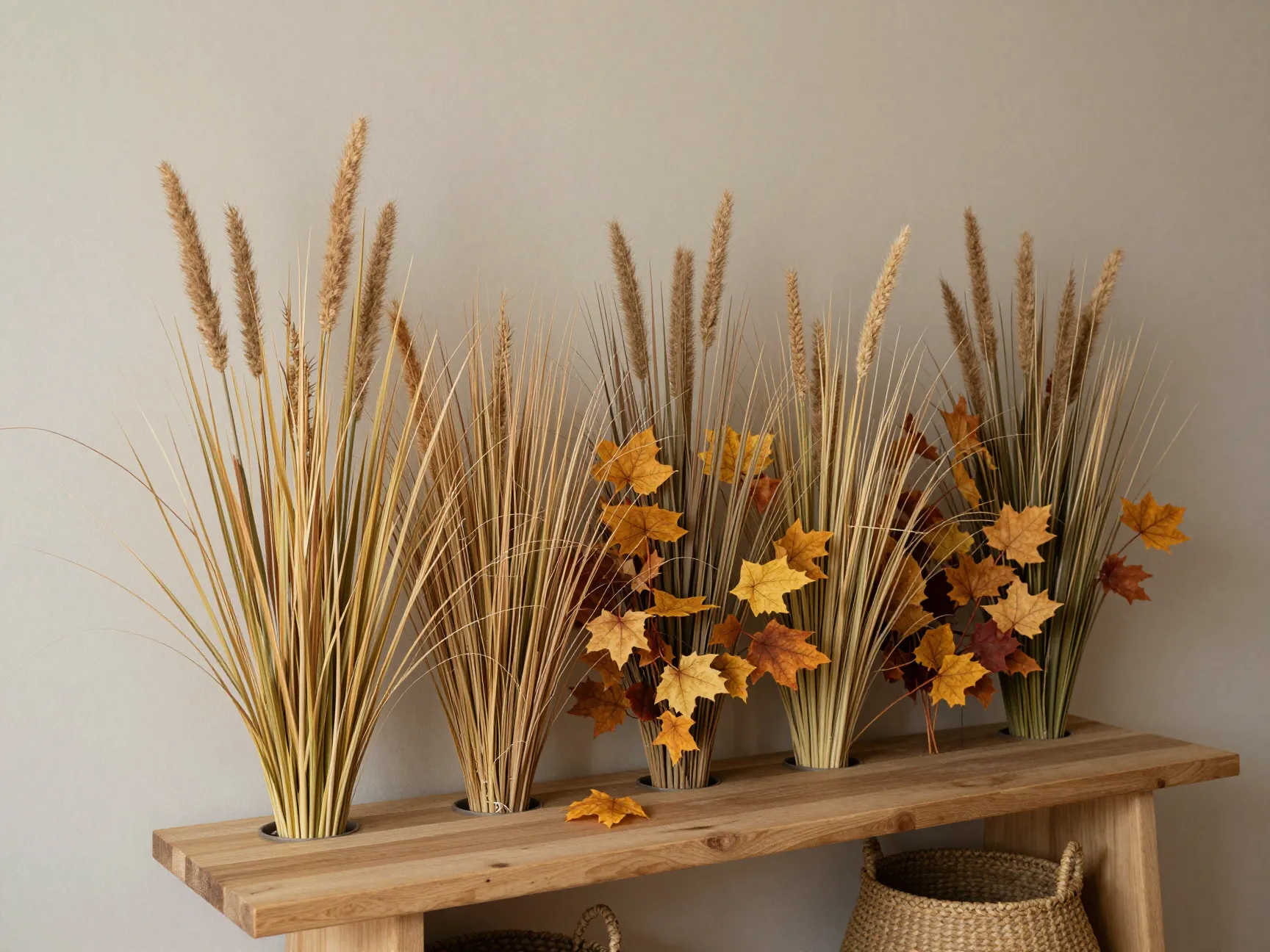 Grass wheat and leaf arrangement