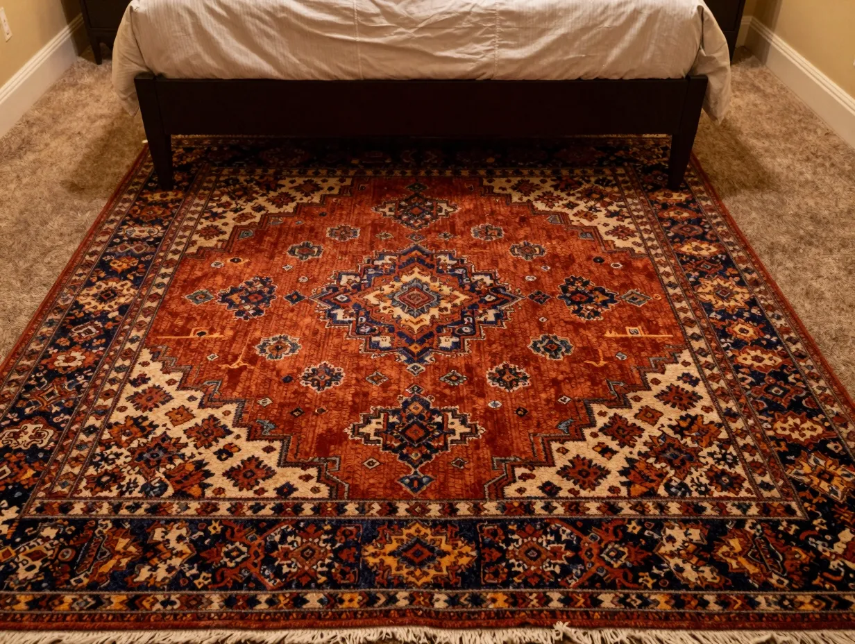 Use a statement rug to ground the space