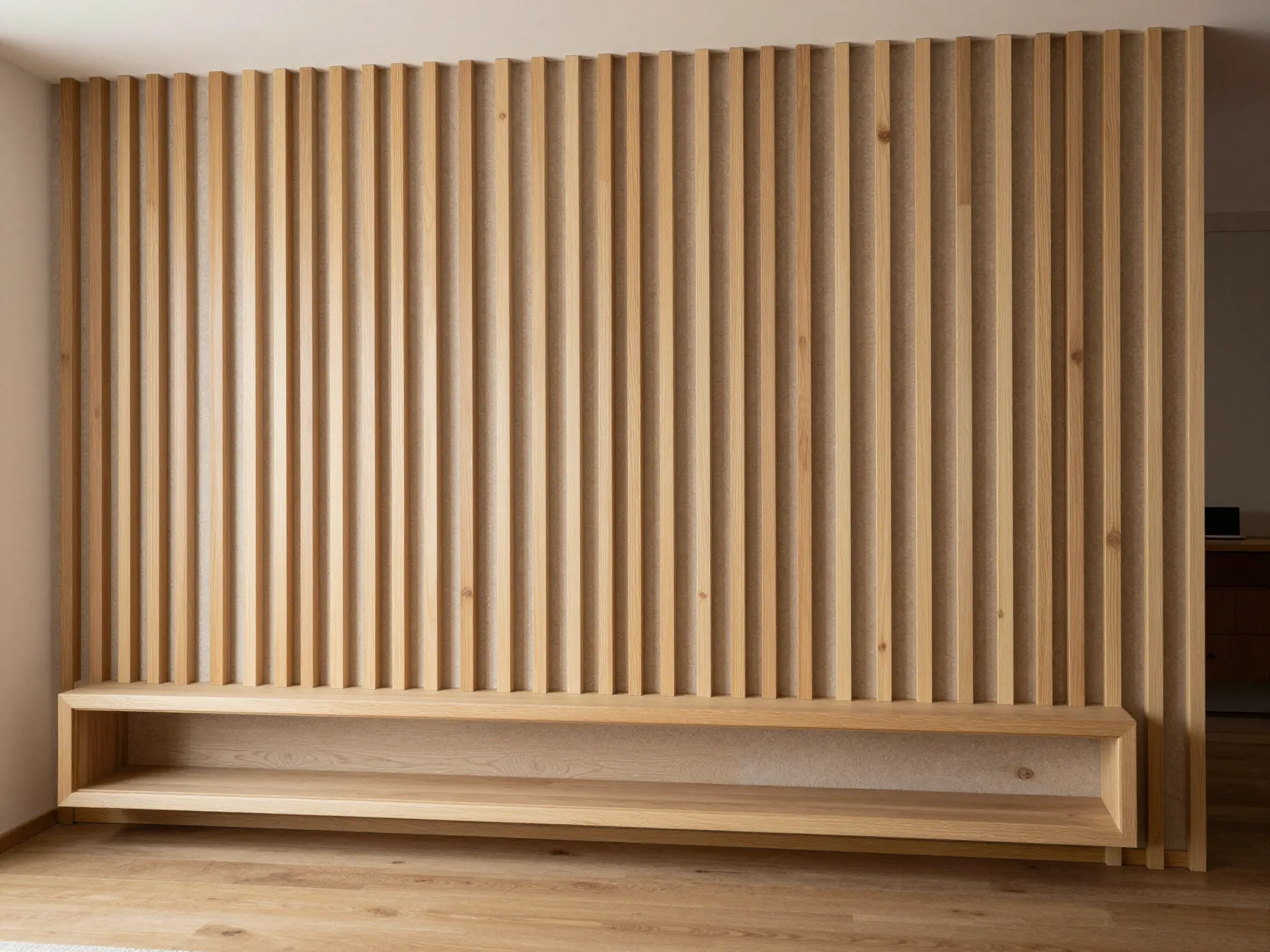 Vertical wooden slats for contemporary warmth