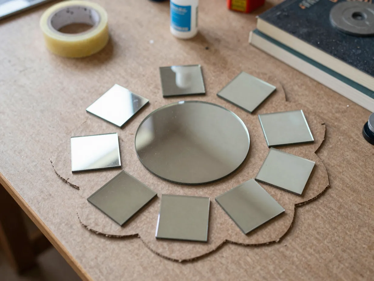 Diy cardboard template petal mirror build