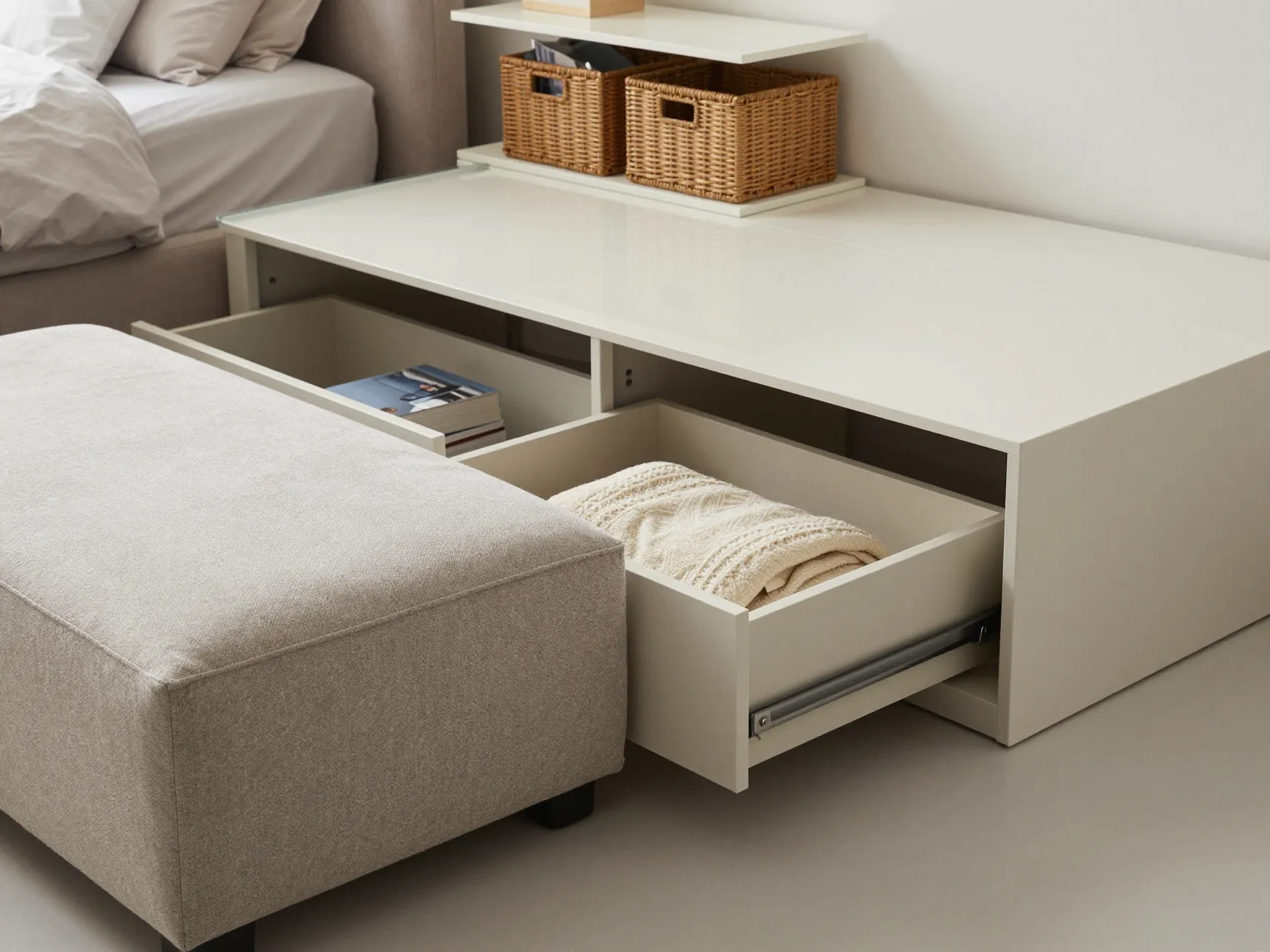 Integrate concealed and under furniture storage