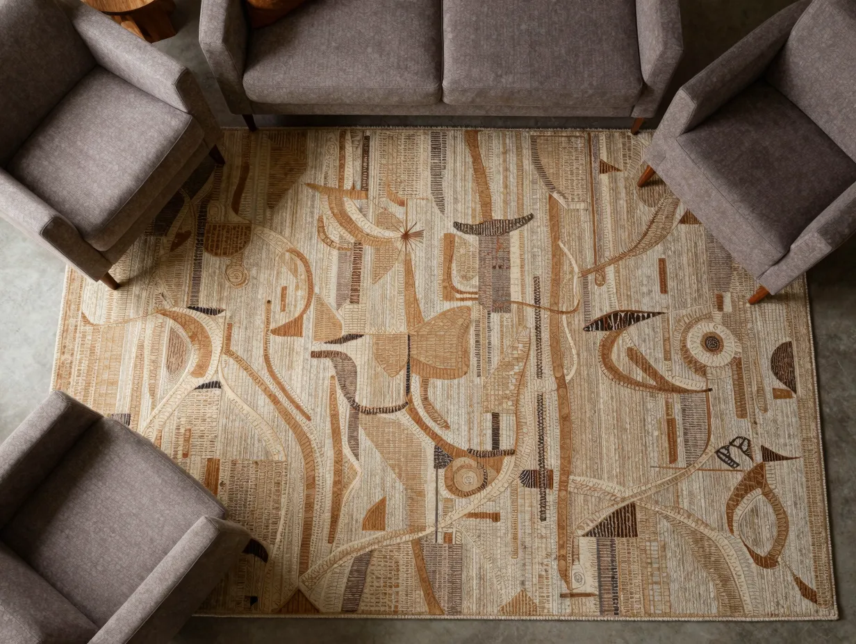 Anchor the room with a statement area rug