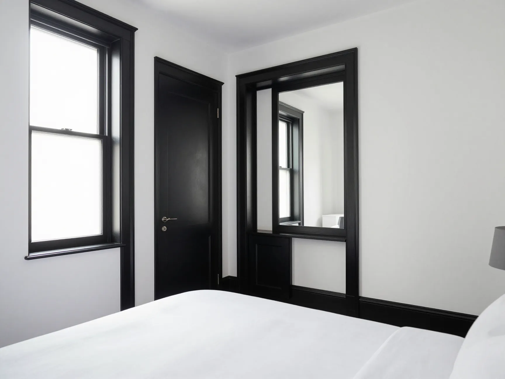 The white dominant base with black accent architecture