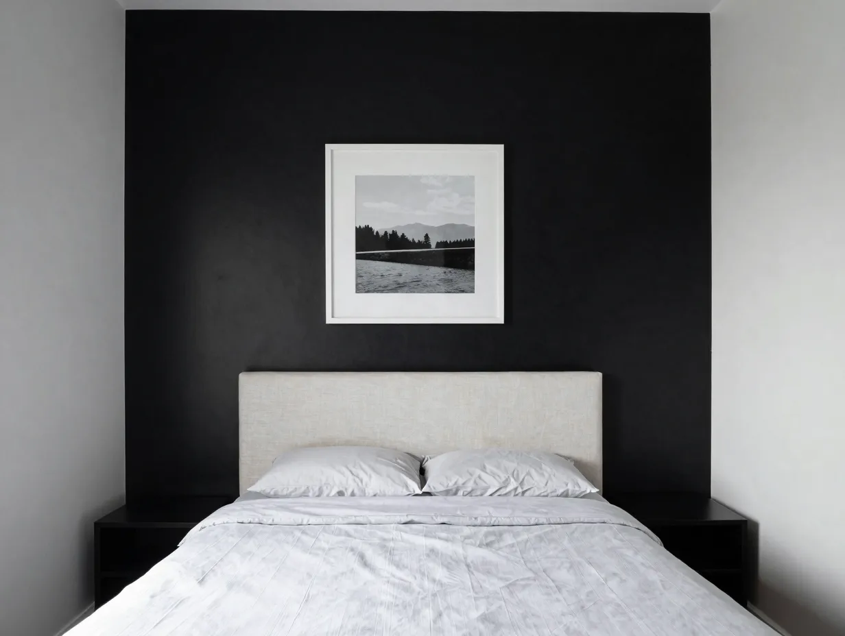 The bold black feature wall as a focal point