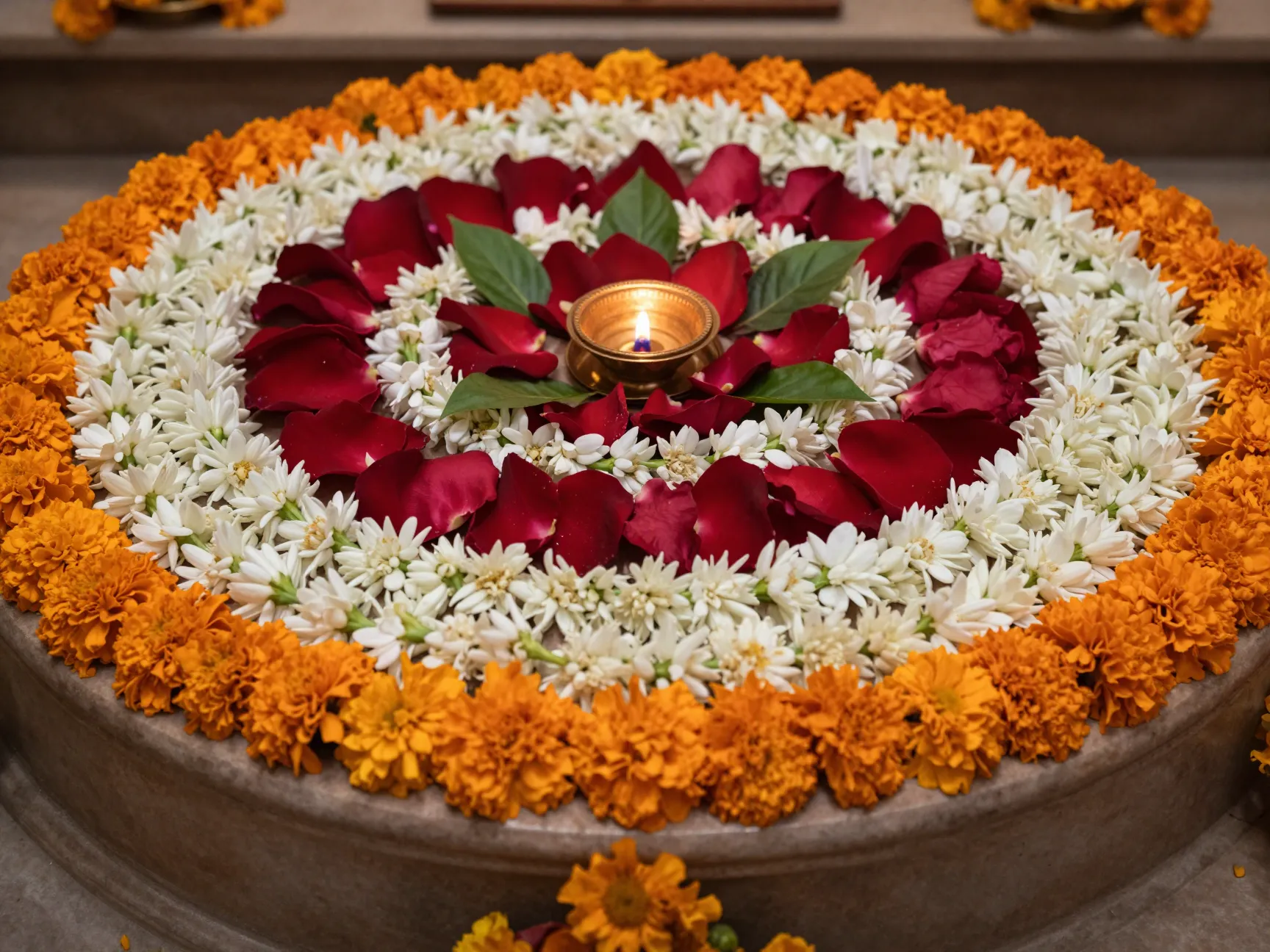 Layered flower base decoration