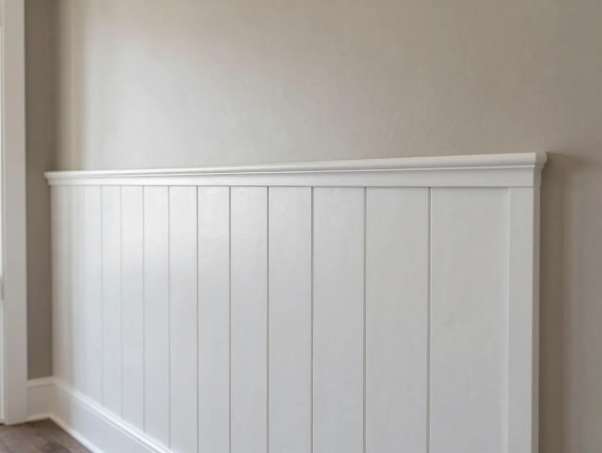 The vertical shiplap half wall