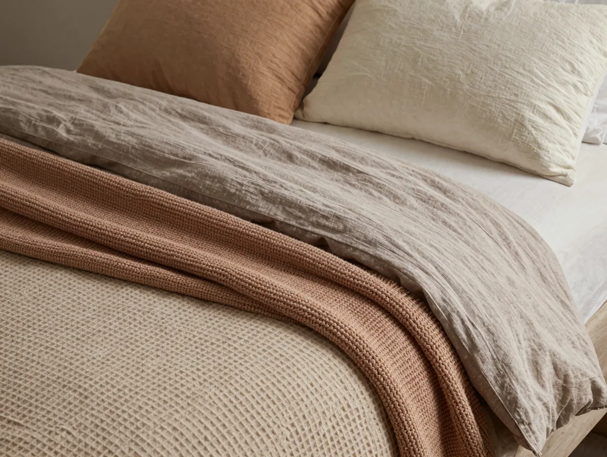 Layer your bedding with mixed textiles