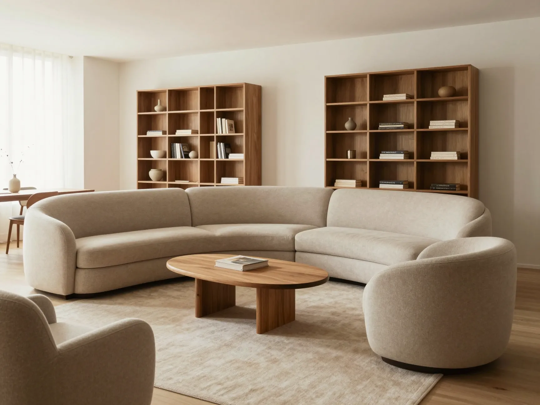Choose curved low slung furniture