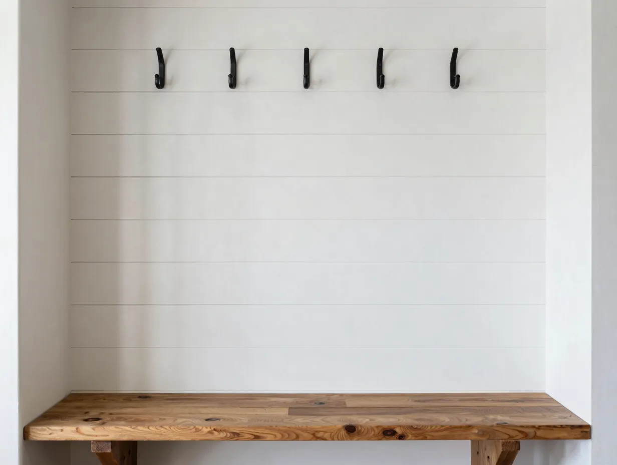 Vertical shiplap in the entryway