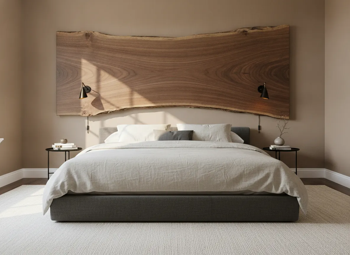 4 live edge wood slabs as statement panels