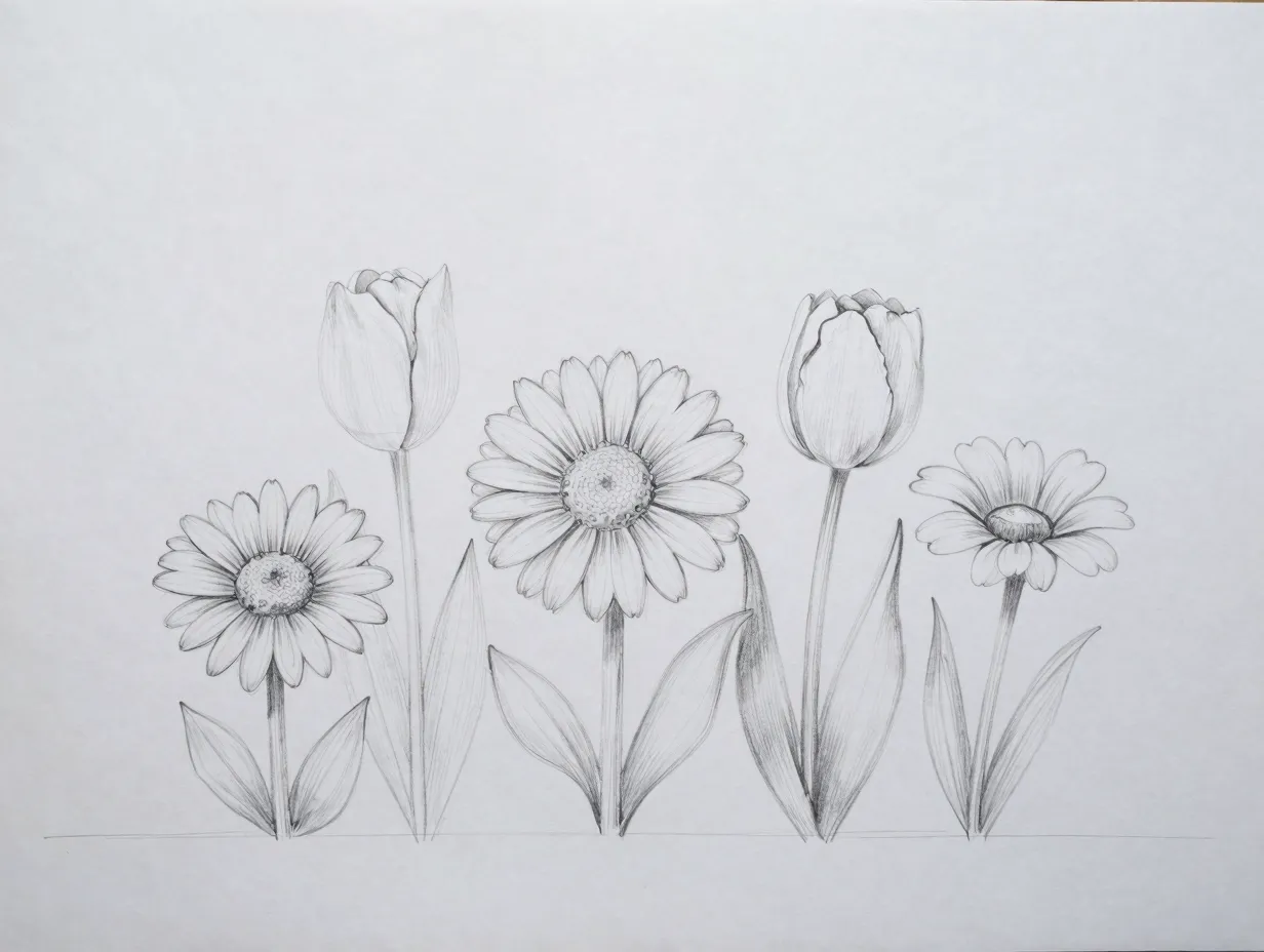 Add surrounding flowers of varied heights and shapes