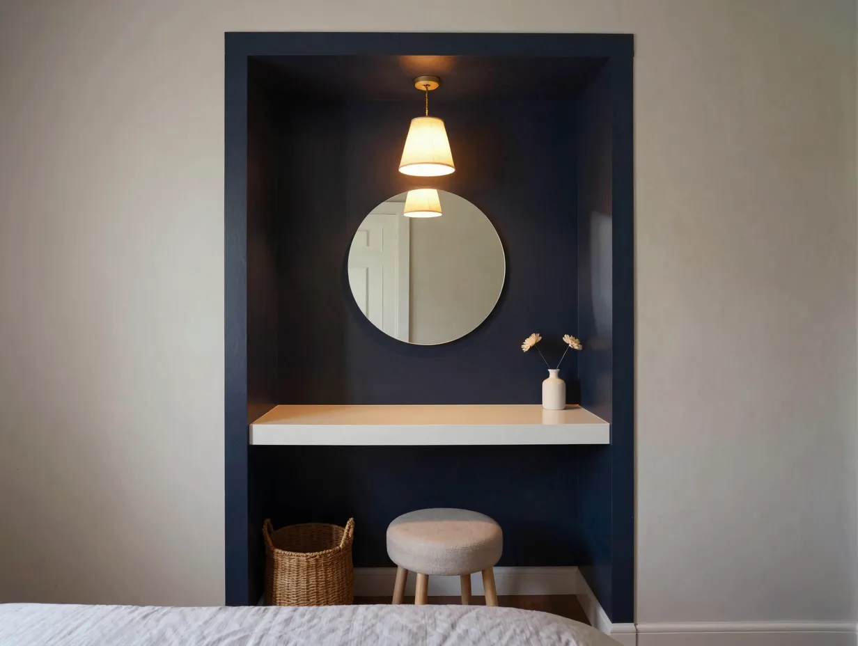 Alcove vanity for a built in cozy feel