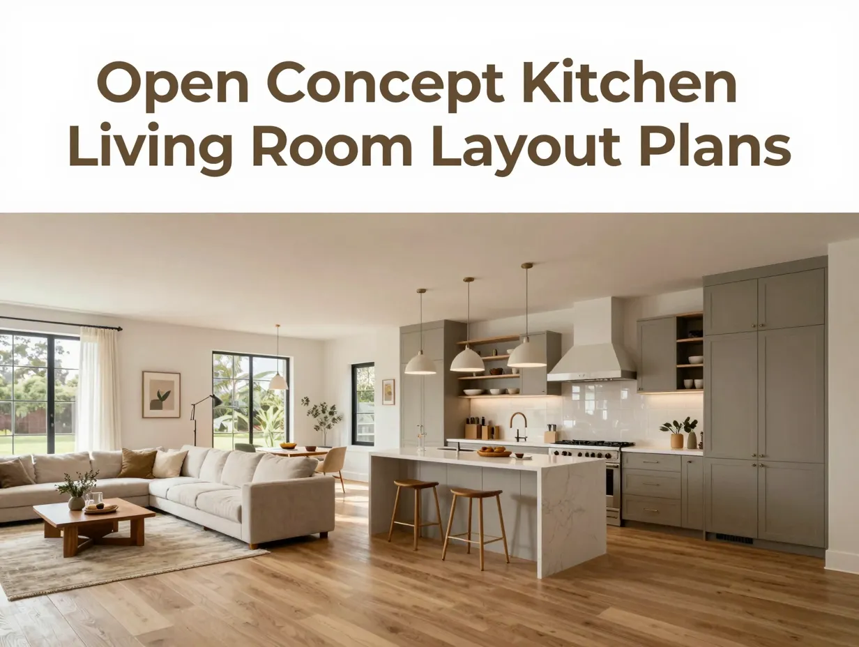 Open concept kitchen living room layout plans