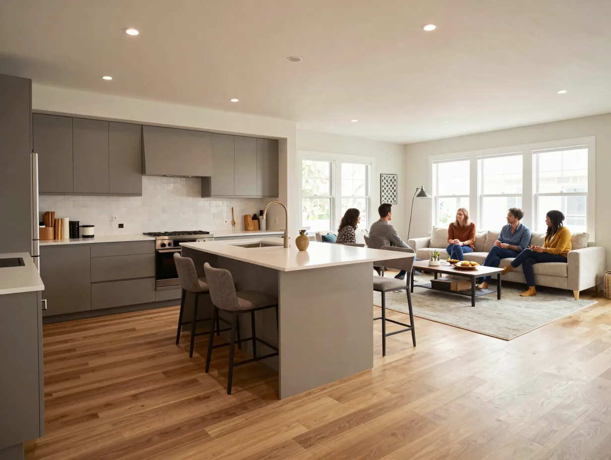 L shaped kitchen with island