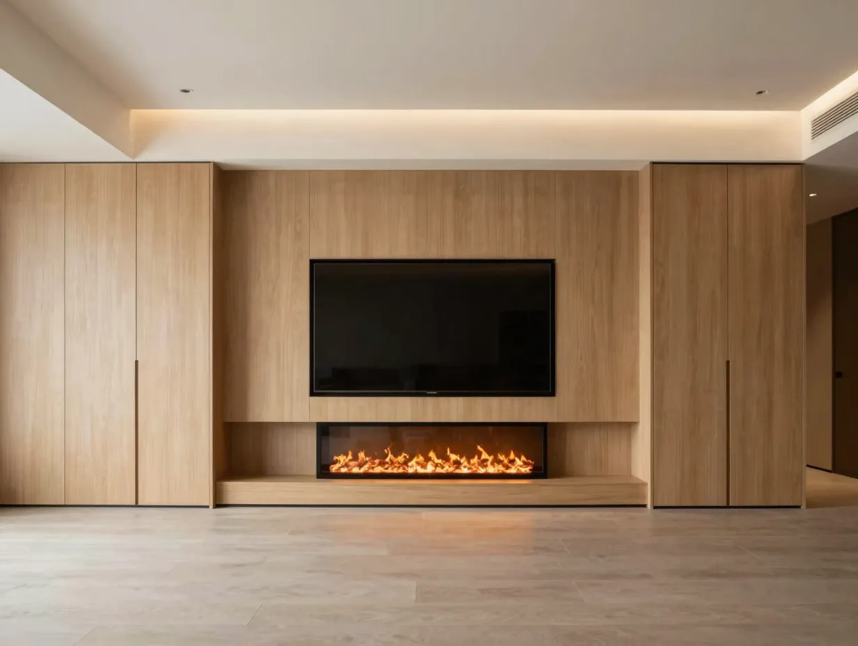 The tv and fireplace media wall combination