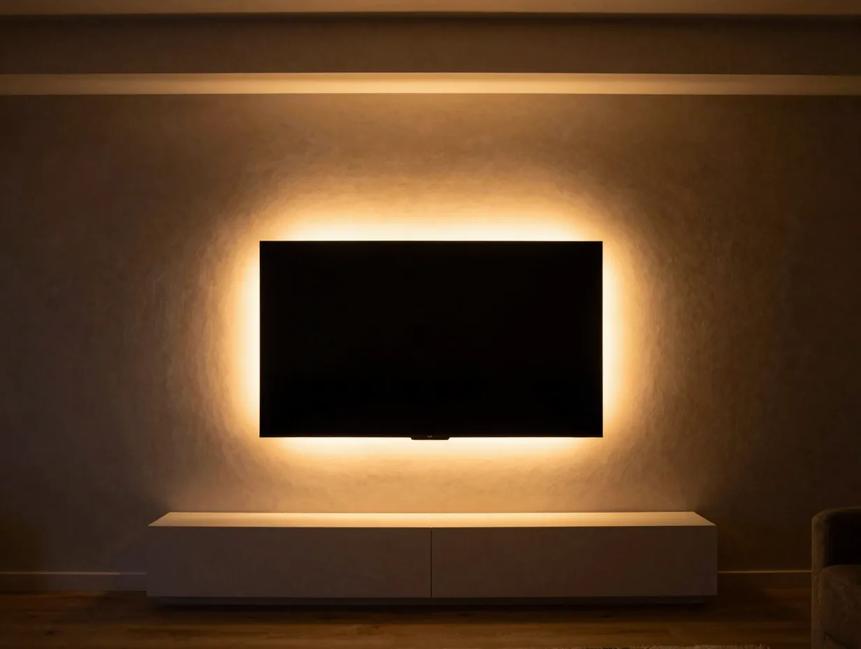 Backlit panel and led lighting feature wall