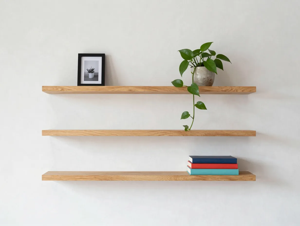 Incorporate floating shelves as functional decor
