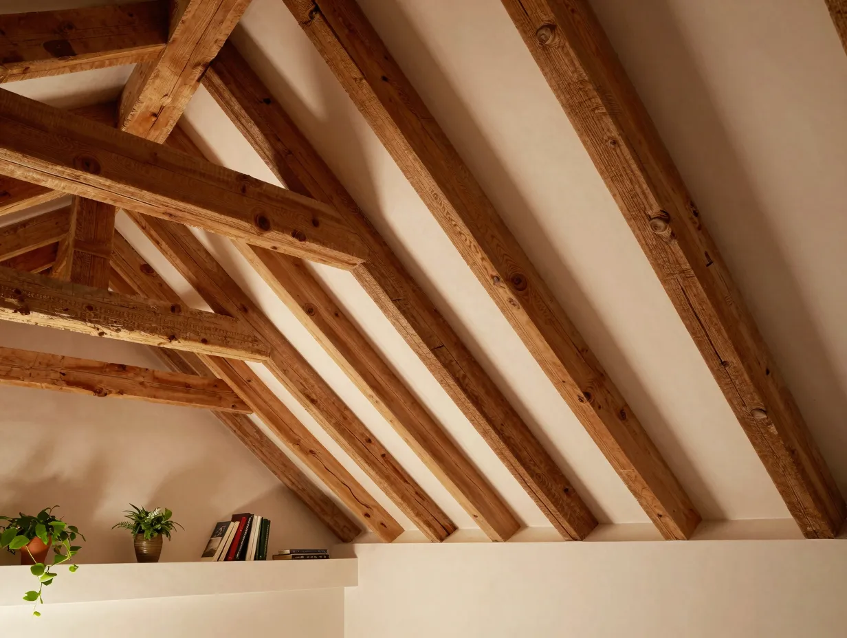 Embrace the architecture with exposed beams and structural features