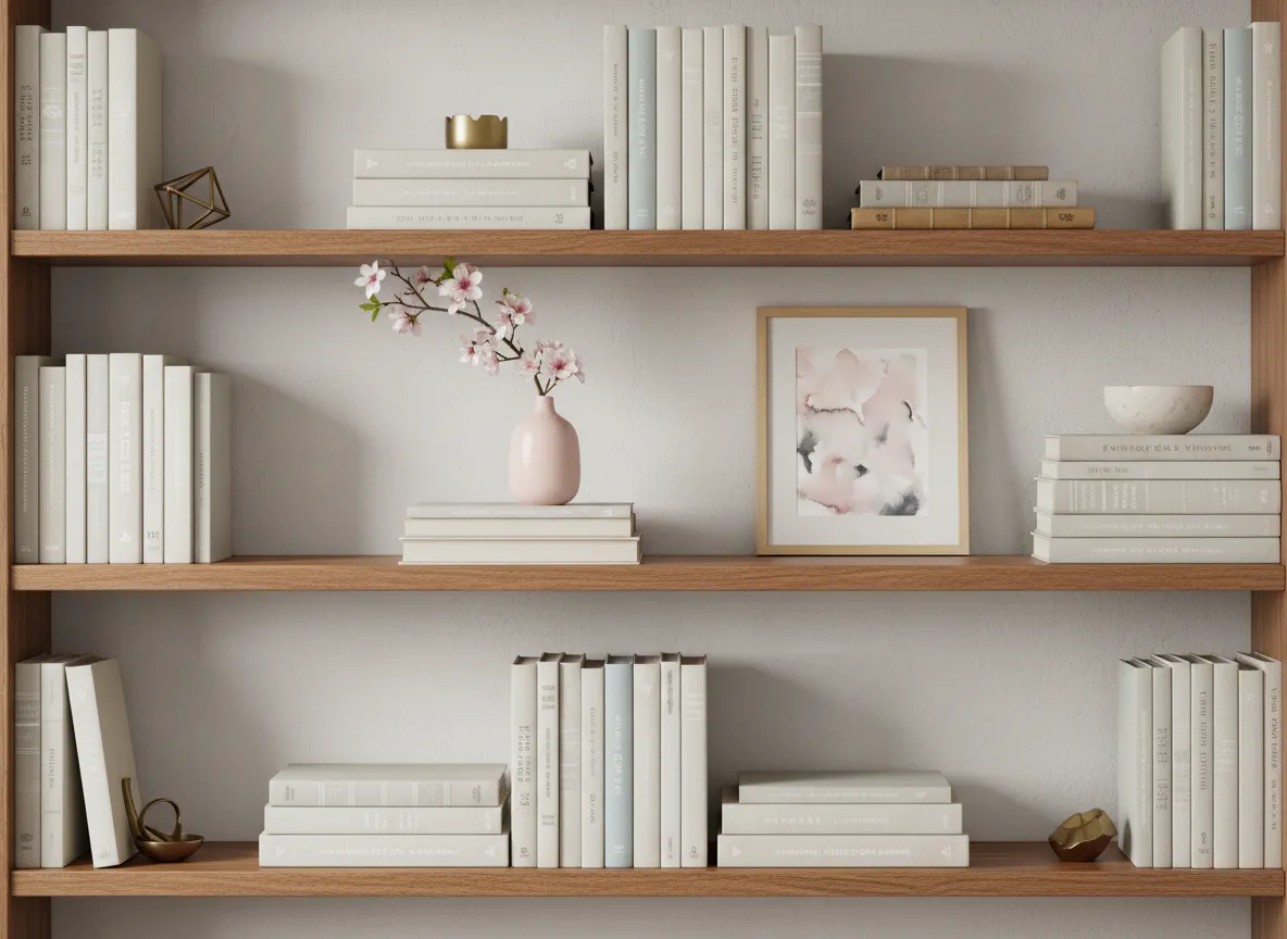 Style shelves with floral accents