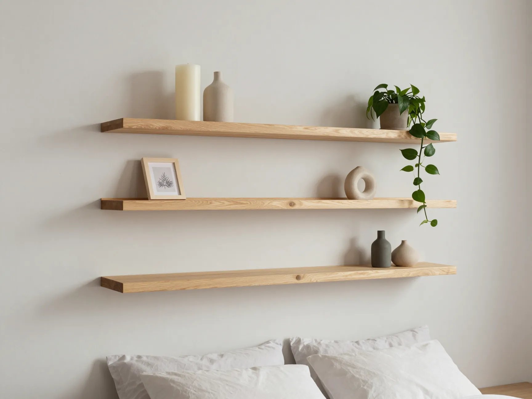 4 floating shelves as functional wall decor