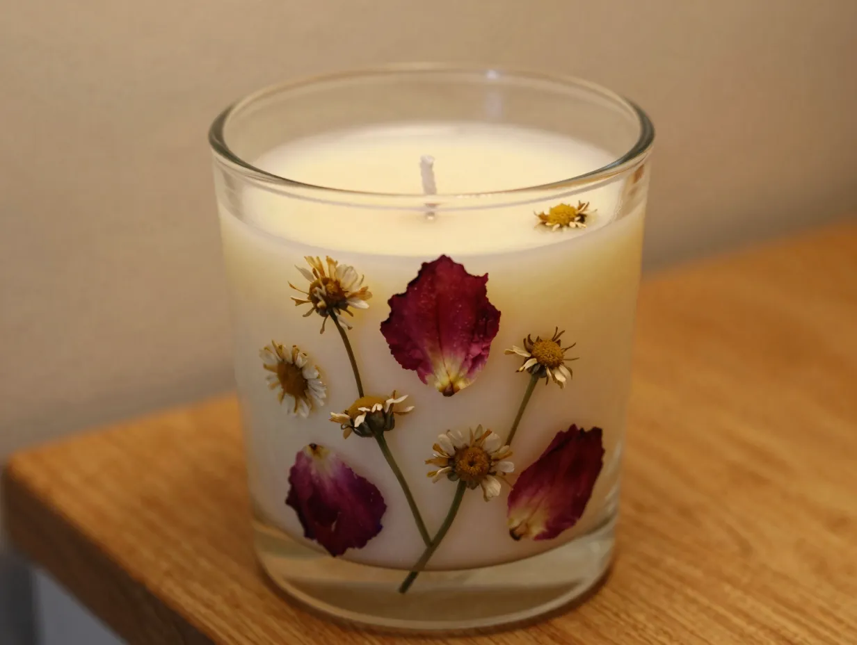 Dried flower candles