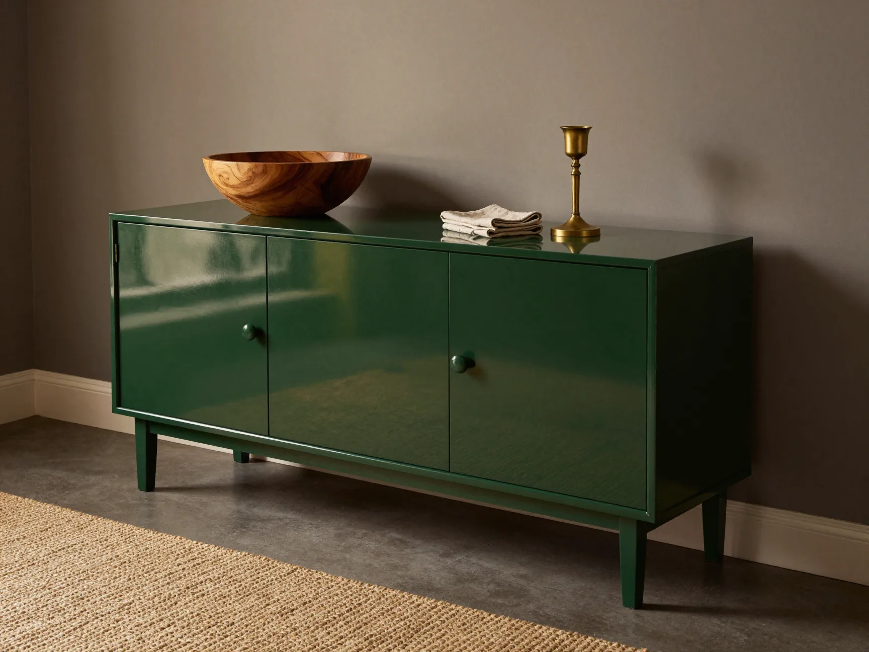 Glossy furniture boldness without overwhelm