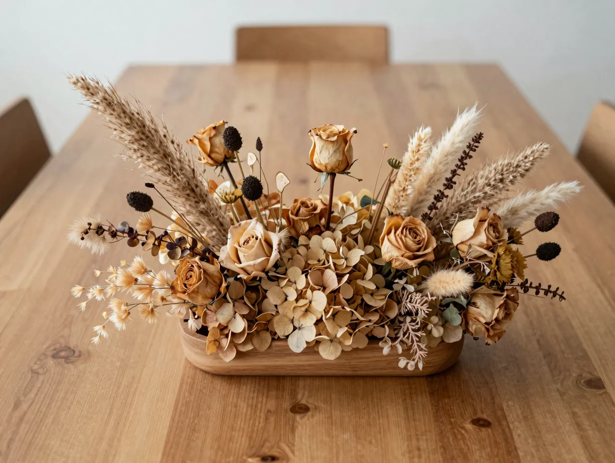 Dried flower table centerpieces